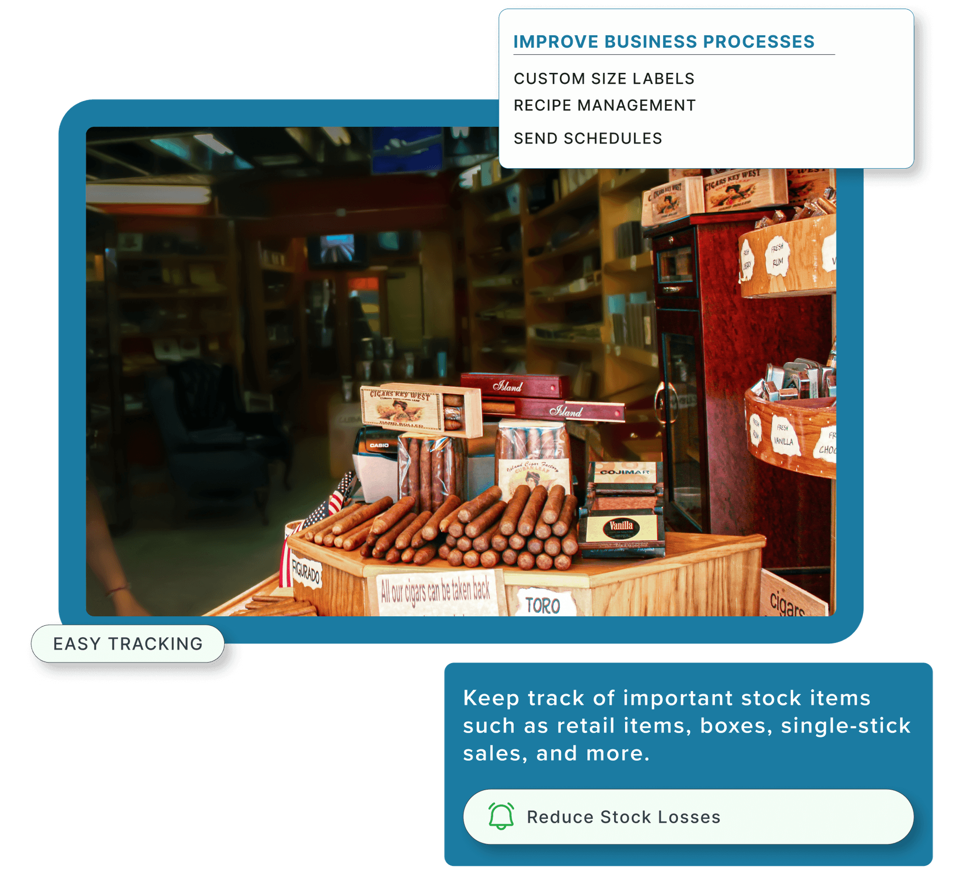 A store display of cigars in a smoke shop.