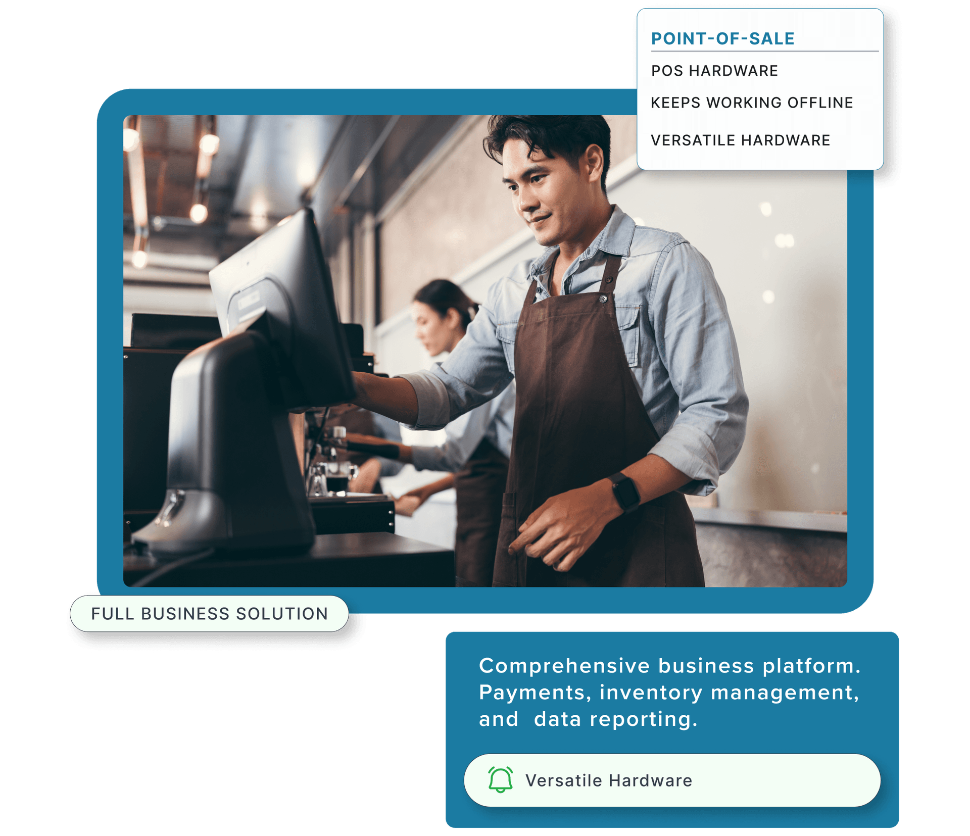 A restaurant employee taking an order using LINGA POS.
